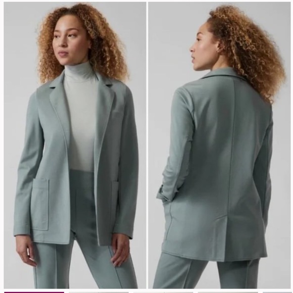 Athleta Eastbound Blazer Gray Sage Green Relaxed Fit - Picture 1 of 7
